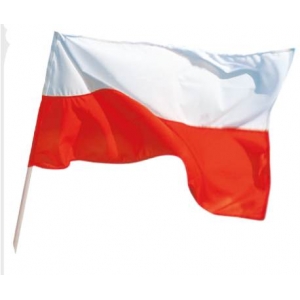 Flaga Polski na drewnianym drążku 40×31 cm